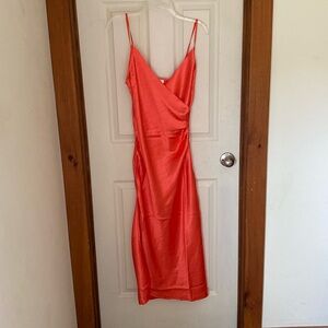 Coral/orange silky cocktail dress